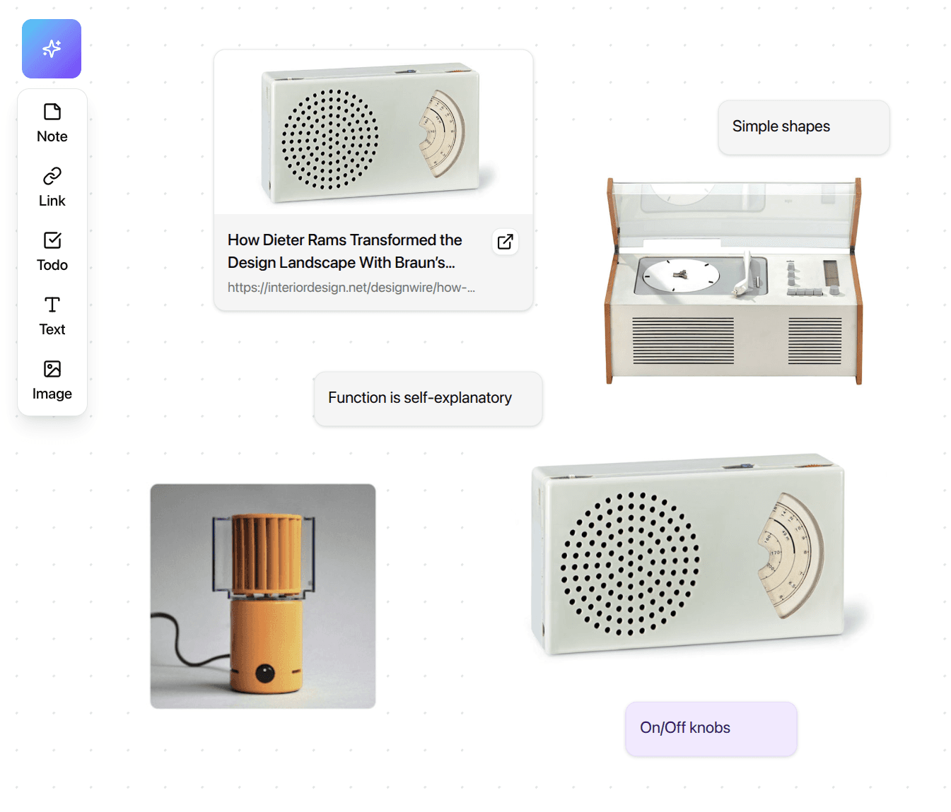 Mooseboard interface showing a visual moodboard with real-time chat collaboration